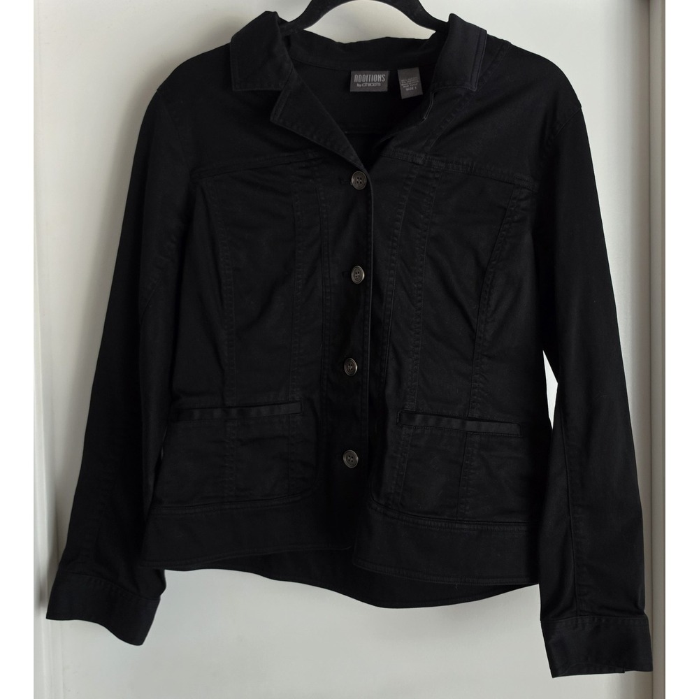 Vintage Additions by Chico's Jacket Size 1 Black Long Sleeve Lightweight